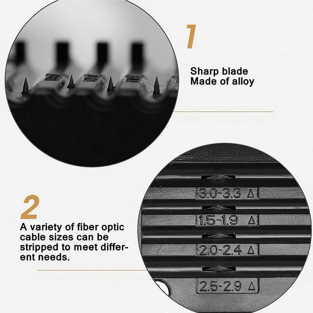 Loose Tube Longitudinal Stripper Black Flip-over Design Plastic Optical Fiber Tube Stripper with 4 Slots Portable Optic Cable Cutting Tool for Worker Repair