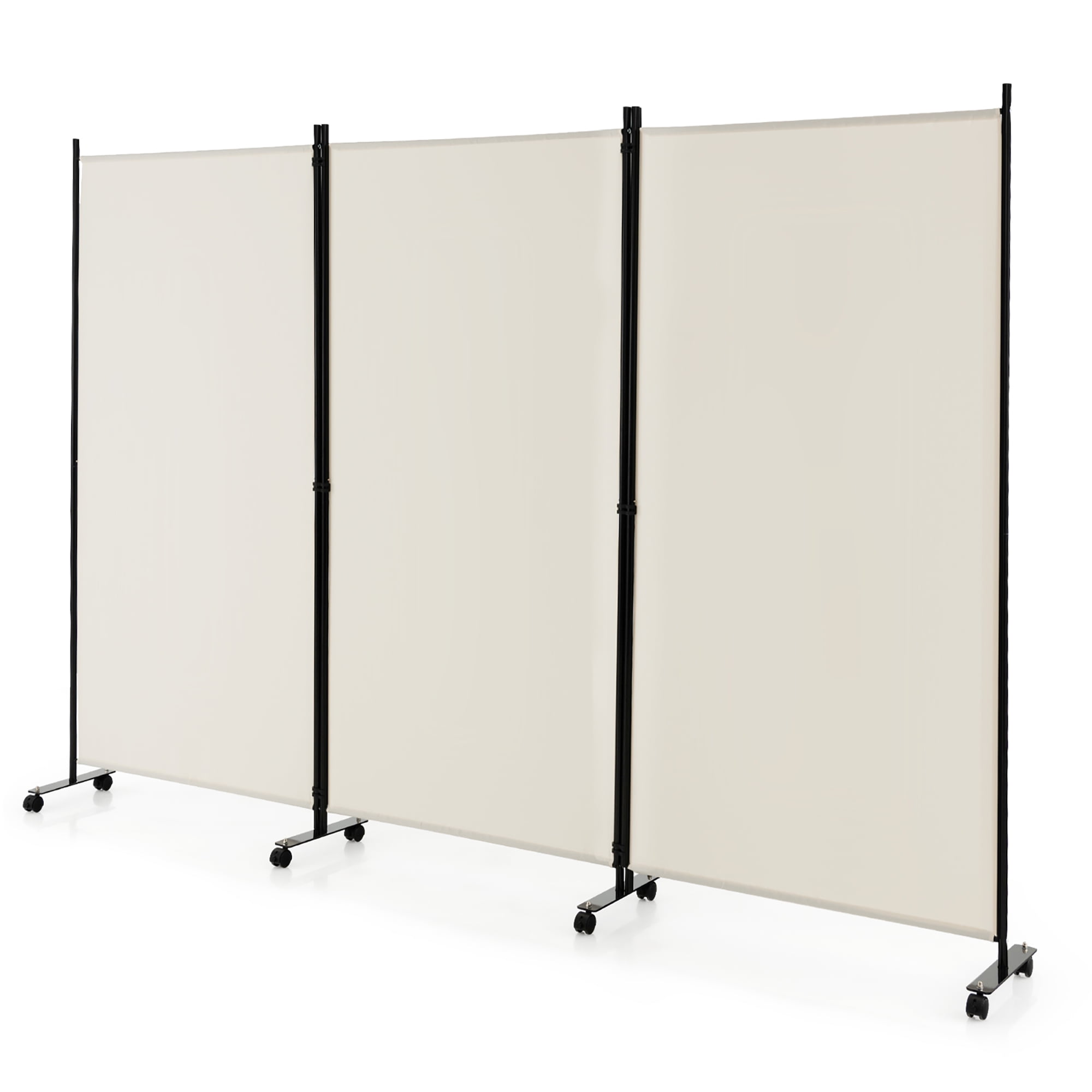 Three Panel Privacy Screen, White Three Panel Privacy Screen, White