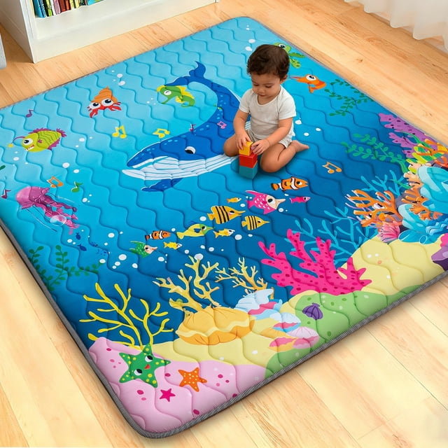 Alfombra de Juego para Bebé RONGFA 180x150 cm Espuma Gruesa Antideslizante