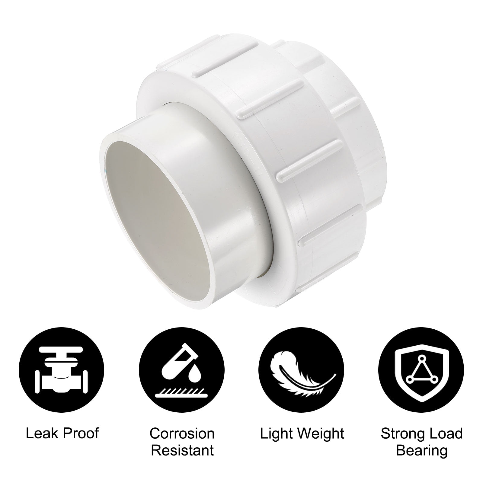 Unique Bargains Union Coupling Pipe Fitting Socket x Socket Adapter 40 White 4"