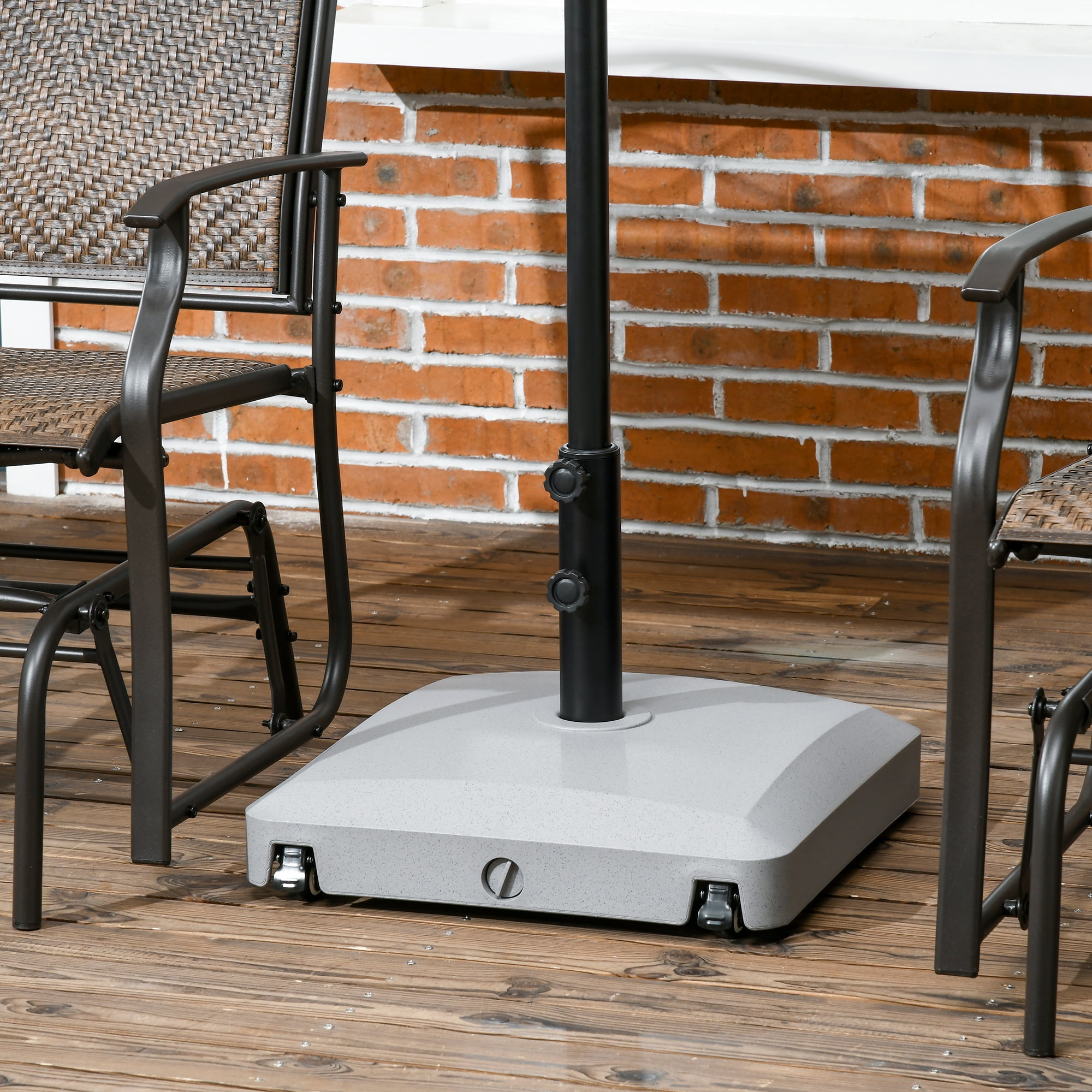 Patio Umbrella Base with Wheels, 53lbs Water or 66lbs Sand Filled, Heavy Duty Outdoor Umbrella Stand Holder, Gray