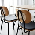 thumbnail image 7 of Dayalane Modern Rattan Dining Chairs Set of 2, PU Leather Upholstered Seats with Open Backrest Metal Legs, Armless Side Chairs for Dining Room or Kitchen, White, 7 of 7