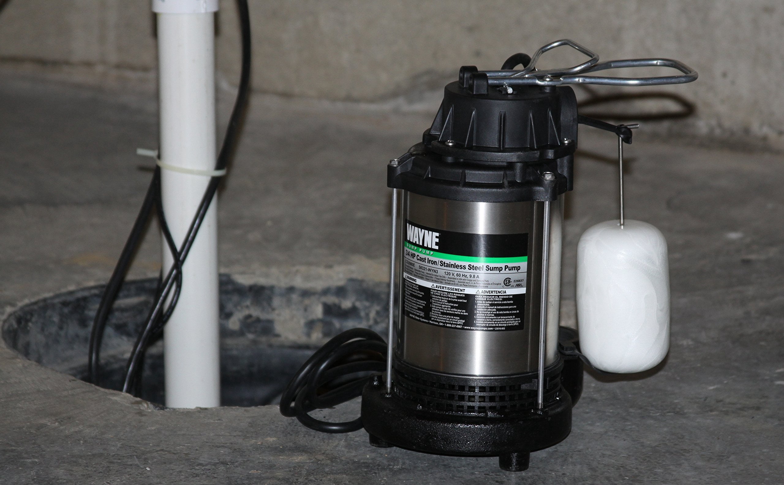 WAYNE 1 HP Submersible Sump Pump With Vertical Float Switch - Cast Iron/Stainless Steel