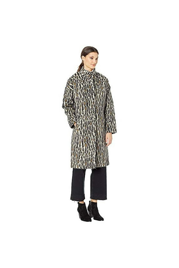 Hard Woven Leopard Coat, Pitch Black Boulevard Leopard, XS (US 0)