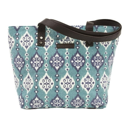 Distressed Hobo Bag Turquoise Blue Bohemian Handbags Lanai Shoulder Tote Cotton Distressed Appearance Pewter Hardware Canvas Ikat Shoulder Bag ()