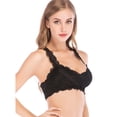 thumbnail image 4 of SAYFUT Women Removable Padded Lace Bras Halter Bralette Underwear Deep V Lingerie Bra Tops Red/Black/White/Nude, 4 of 7