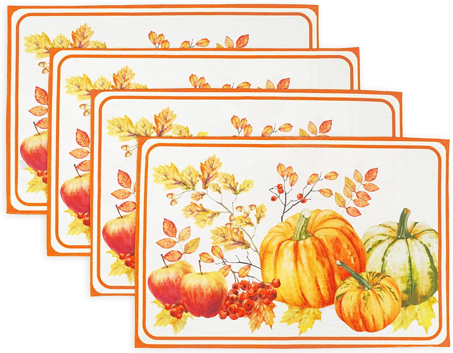 Pumpkins Thanksgiving Fall Placemats Set of 4，Harvest Orange
