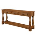 thumbnail image 2 of 63'' W Long Console Table with 3 Drawers and 1 Bottom Shelf, Modern Entryway Table with Solid Wood Frame, Narrow Sofa Table with Metal Handles for Living Room, Hallway, Brown, 2 of 6