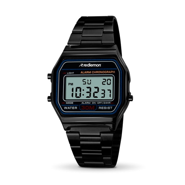 Reloj Clásico Digital Correa Metálica Contra Agua Redlemon Pantalla Retroiluminación Alarma Cronómetro 1123