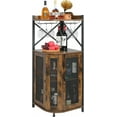thumbnail image 6 of Corner Bar Cabinet with Glass Holder, x-Cosrack Storage Cabinet with Door and Shelves,Corner Shelf with Wine Rack, Rustic Brown, 6 of 9