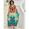 thumbnail image 6 of Edolynsa Women Print Kaftan Cover up Casual Summer Dress Plus Size Cafan Loungewear Maxi Beachwear Long Resort Outfits, 6 of 9
