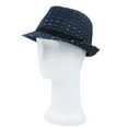 thumbnail image 2 of Premium Distressed Jeans Fabric Black Band Fedora Hat, 2 of 4