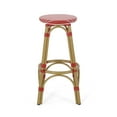 thumbnail image 4 of Dohney Outdoor French Aluminum 29.5 Inch Barstools, Set of 4, Red, White, and Bamboo Finish, 4 of 7