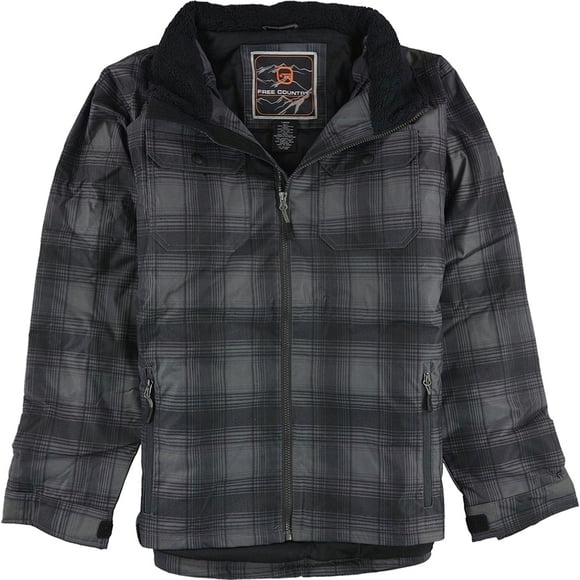 Parka de lona a cuadros Free Country para hombre color negro XL