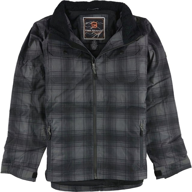 Parka de lona a cuadros Free Country para hombre color negro mediano