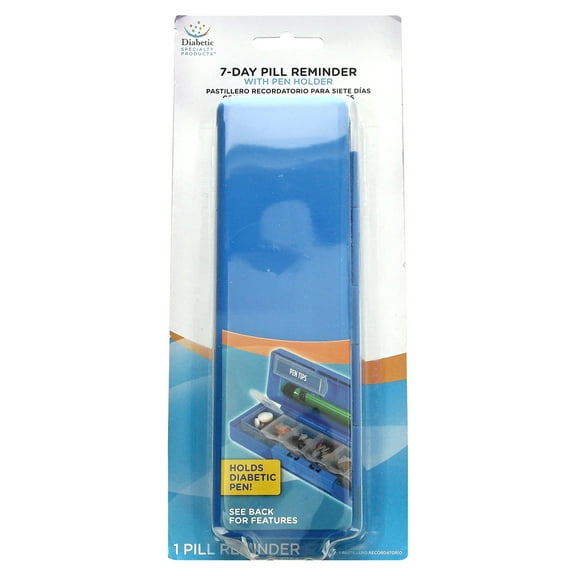Diabetic Specialty 7-Day Pill Reminder with Pen Holder