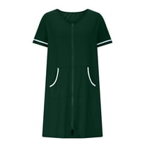 zbxnLI Womens Zip up Robe Short Sleeve Housecoats Bathrobe Nightgowns Loungewear with Pockets