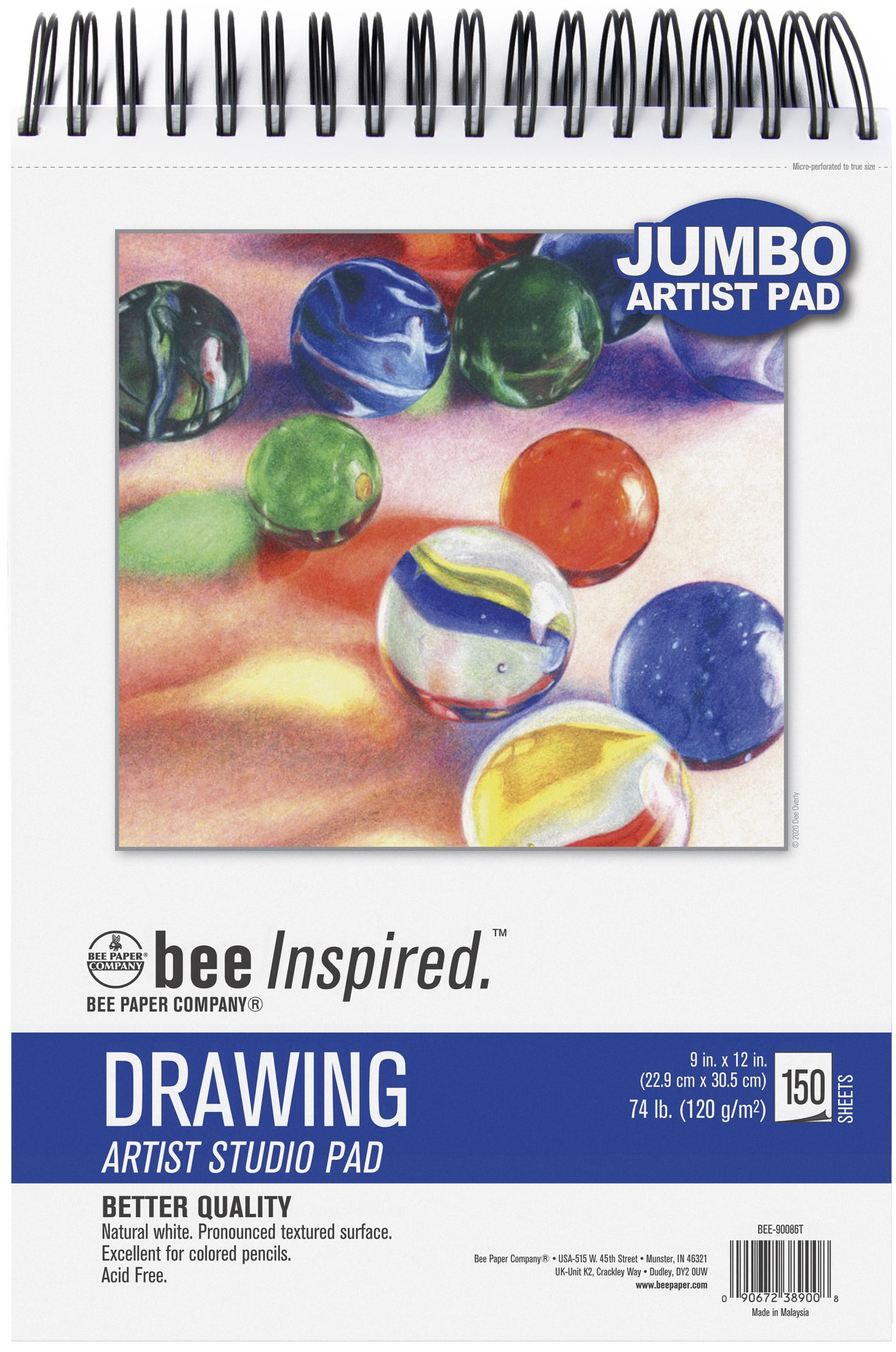 (2 pack) Bee Paper - 9" x 12" Studio Artist Drawing Pad, Spiral Bound, 150 Sheets, 74 lb. 120 GSM Paper
