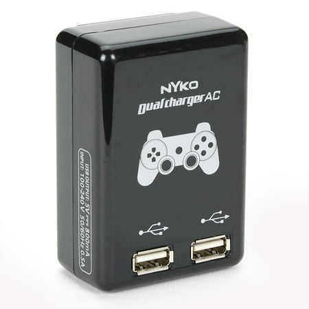 Dual USB AC Adapter with USB Charge Cables for PS3