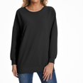 thumbnail image 2 of Womens Oversized Tshirt Women's Fashion Casual Round Neck Long Sleeve Solid Color Comfortable Loose Top, 2 of 5