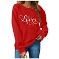 thumbnail image 1 of Cadeaux de Printemps TIMIFIS Valentines Day pour Elle Cœur Chandail pour Femmes Mode Mignon Imprimé Amour Col Rond Chandails en Molleton Décontractés Manches Longues Tenues Printemps Automne - Printemps/été, 1 of 4