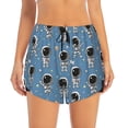 thumbnail image 2 of Yiaed Astronaut Print Women's Running Shorts with Liner 3 Zipper Pockets Elastic Workout Athletic Gym Yoga Shorts-Small, 2 of 7