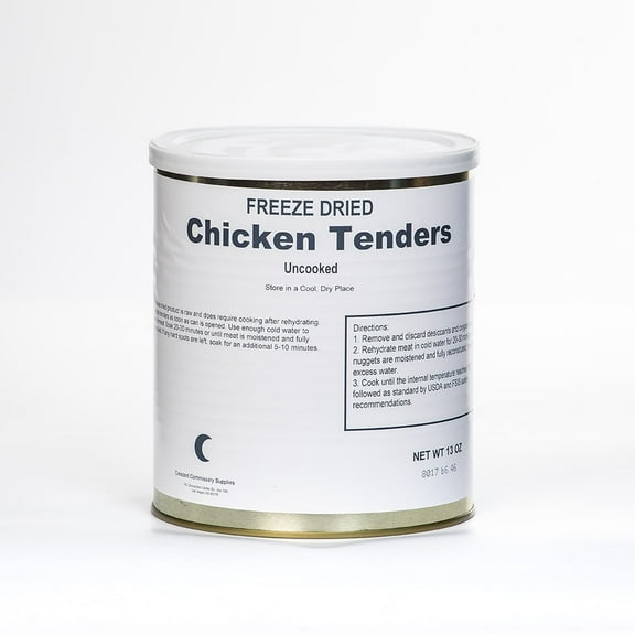 Freeze Dried Uncooked Chicken Tenders 25 Year Shelf Life 1 Gallon Can 18 Pieces