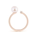 thumbnail image 2 of Angara Japanese Akoya Cultured Pearl and Diamond Bar Ring in 14K Rose Gold for Women | June Birthstone Jewelry for Her, 2 of 8