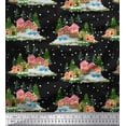 thumbnail image 1 of Soimoi Georgette Viscose Fabric House,Snowfall & Tree Nature Print Fabric by The Yard 42 Inch Wide, 1 of 1
