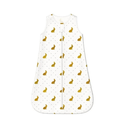 

Haiem Gold Rabbit Printed Baby Sleep Sack 0-6 Months Muslin Baby Sleeping Bag Zipper Toddler Wearable Blankets Comfy Stretchy Thin Sleep Sacks-Small