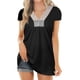 thumbnail image 2 of Blusa informal de manga corta con cuello en V para mujer con encaje sólido informal Fridja  hjk4295, 2 of 5