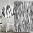 thumbnail image 4 of Black White Lines Shower Curtain Set - Standard 72" x 72" Washable Bathtub Curtain with 12 Hooks, Retro Stripes Texture Minimalist Art Waterproof Fabric Shower Curtains for Bathroom/Bathtub Décor, 4 of 6