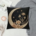 thumbnail image 2 of BCIIG  Abstract Boho Gold Moon Stars Flowers Decorative Pillowcase Throw Pillow Cover, Modern Art Crescent Moon Sky for Sofa Bed Room Home Bohemia Decor  Pillow Case 12x12in, 2 of 5