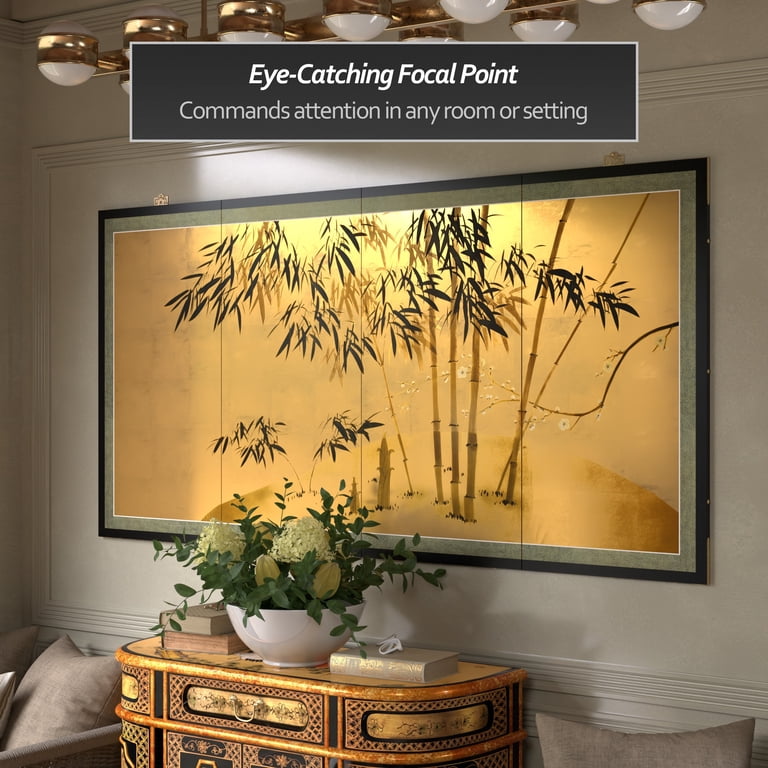 6ft. Long Handpainted Goldleaf Chinese Silk Wall Art Screen