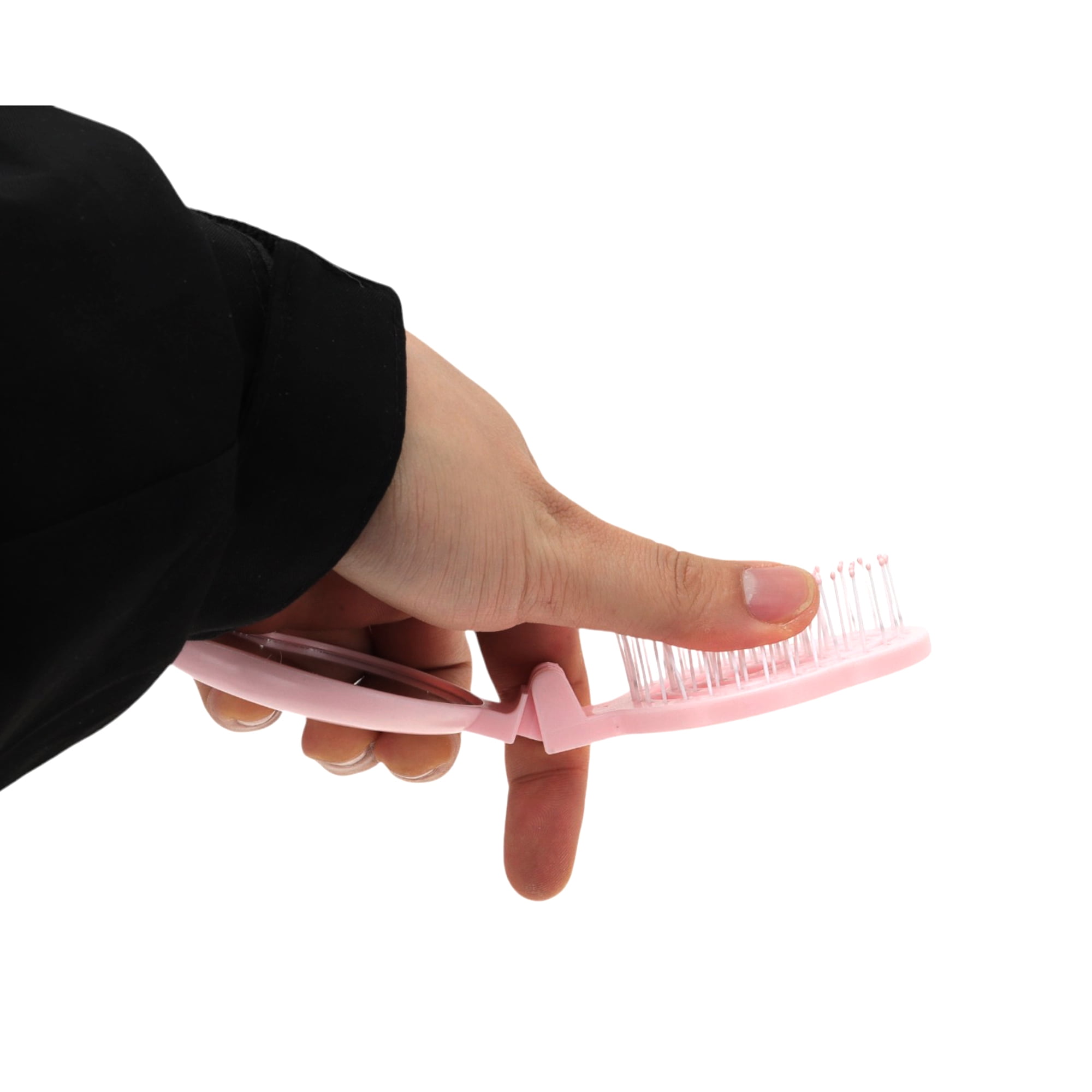 Unique Bargains 1 Pc Rabbit Shape Foldable Mirror Comb for Hair Styling Pink