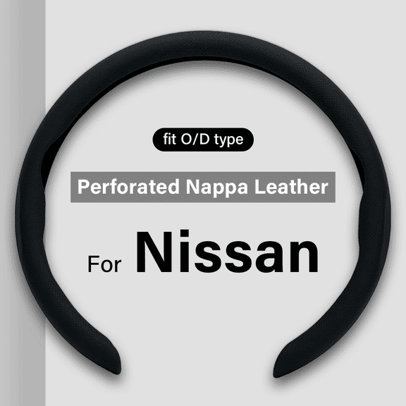 For Nissan Ultra-thin Nappa Leather Steering Wheel Cover, Clip on Breathable and Anti-Slip Design, Black Car Accessories Fit for 14.5”-15”