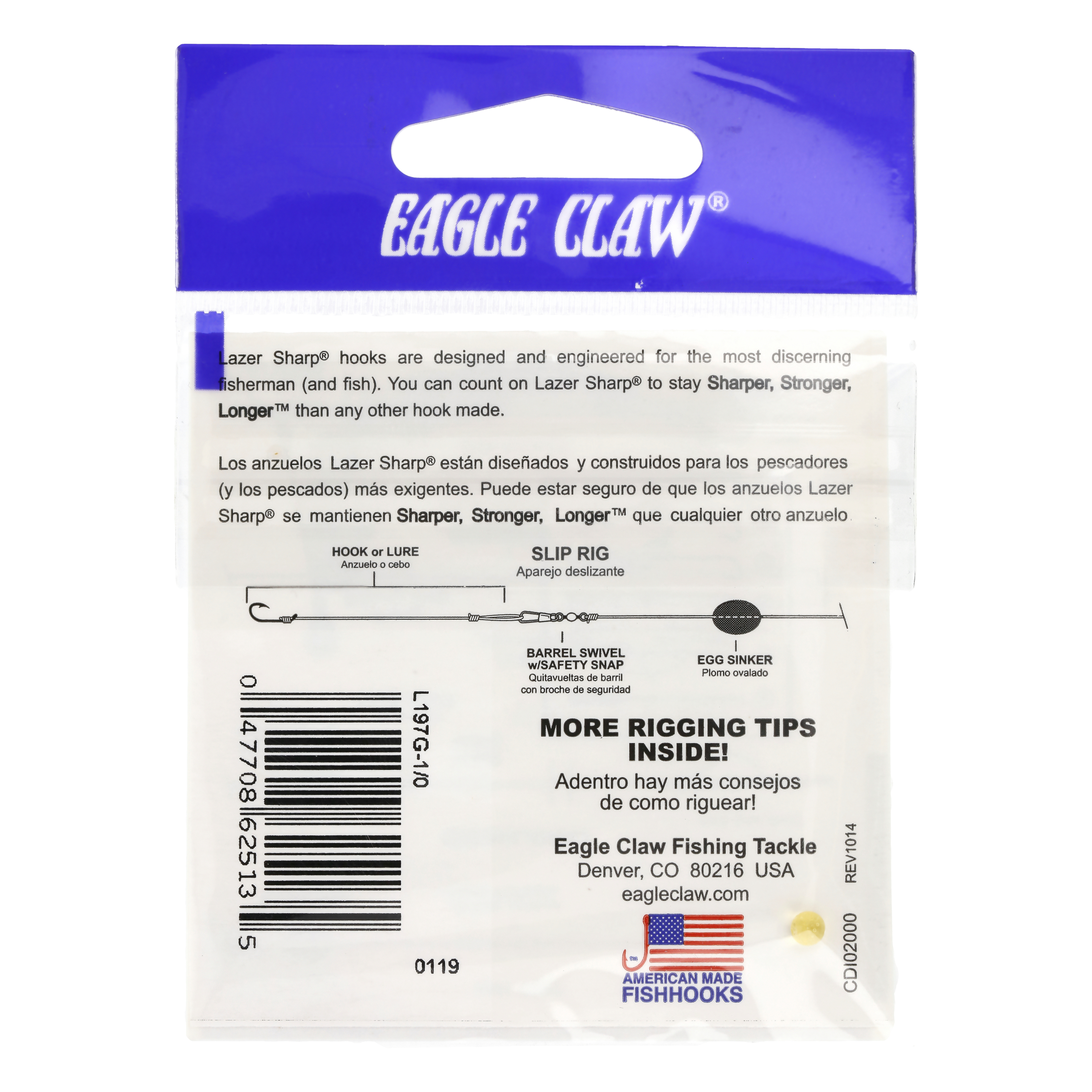 (3 pack) Lazer Sharp L197GH-1/0 Lazer Circle Offset Hook, Size 1/0