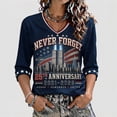 thumbnail image 2 of 9/11 25th Anniversary Commemorative T Shirt for Women V Neck 3/4 Sleeve Graphic Memorial Shirts, 2 of 4