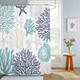 thumbnail image 4 of Teal Navy Blue Coastal Shower Curtains for Bathroom, Summer Beach Coral Shell Ocean Waterproof Fabric Shower Curtain, Decorative Bathroom Curtain for Bathtub, 72"x78" , No Hooks Included, 4 of 9