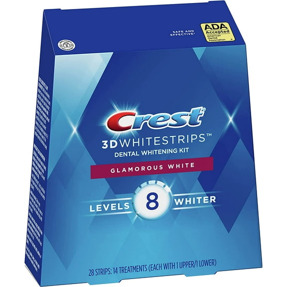 Crest 3D White Luxe Whitestrip Teeth Whitening Kit, Glamorous White, 14 Treatments( Each with 1 Upper/ 1 Lower), 28 Strips