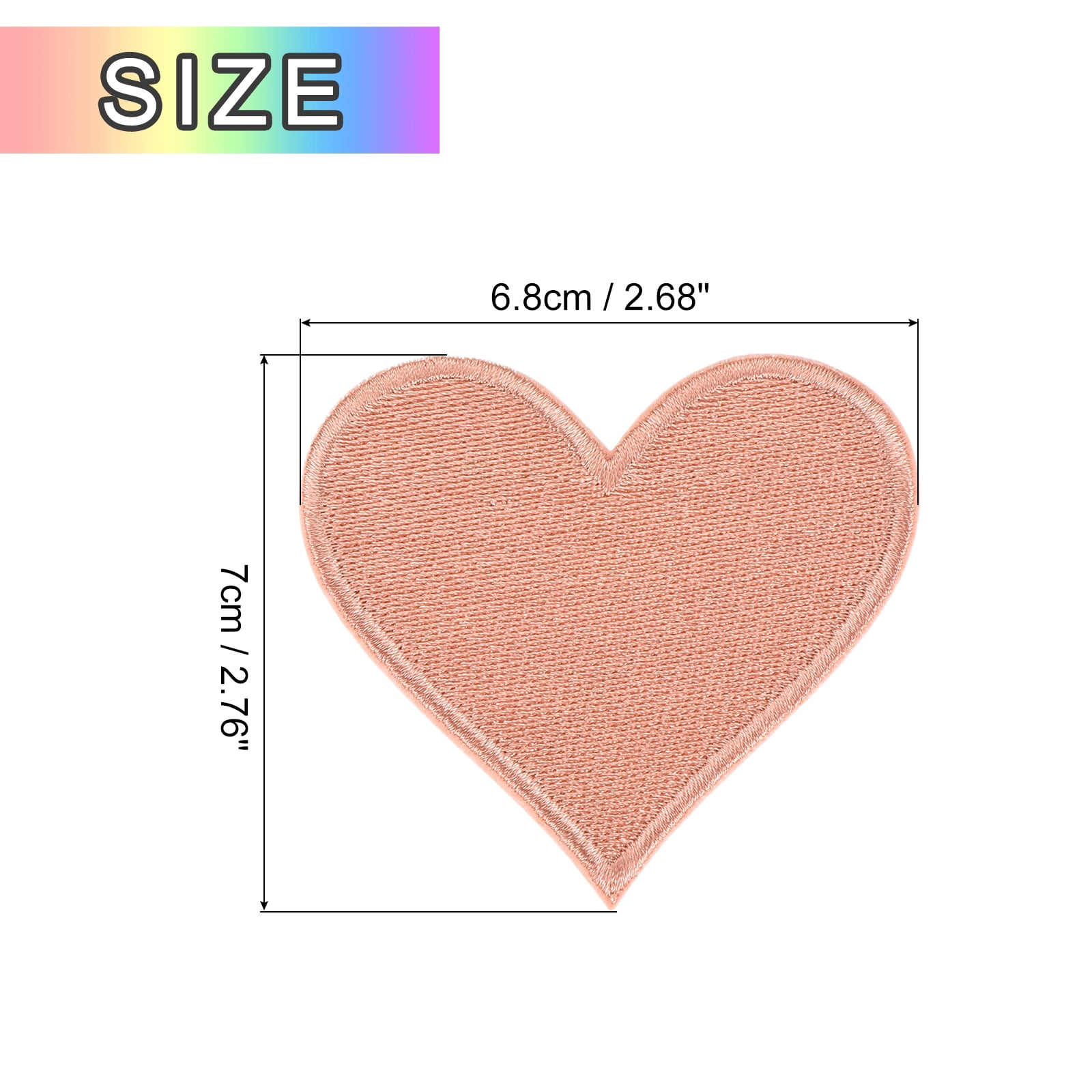 Heart Shaped Iron on Patches 6.8x7cm Embroidered Sew Patches Appliques for Clothing Repair Backpack Shoes Decoration Dark Pink 120Pcs