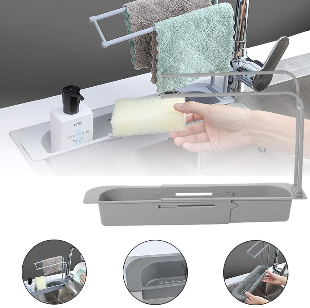 Telescopic Sink Holder, Adjustable Length Expandable Storage Sponge ...