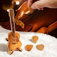 thumbnail image 4 of Wooden Guitar Pick Case with Stand - Mini Guitar Shaped Storage Box, Includes 3 Wood Picks for Guitar, Bass and Ukulele(1Pcs, B), 4 of 6
