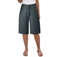 thumbnail image 2 of Pxiakgy Linen Shorts for Women Women's Wide Leg Pants Casual Wide Leg Lightweight Loose Palazzo Pants Trouser with Pockets Summer Line Comfy Lounge Beach Lightweight Short Dark Grey Xl, 2 of 7