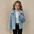 thumbnail image 5 of Cethrio Girls Fleece Jacket, Warm Long Sleeve Button Front Collared Winter Outerwear Size 11-12 Years Light Blue, 5 of 6