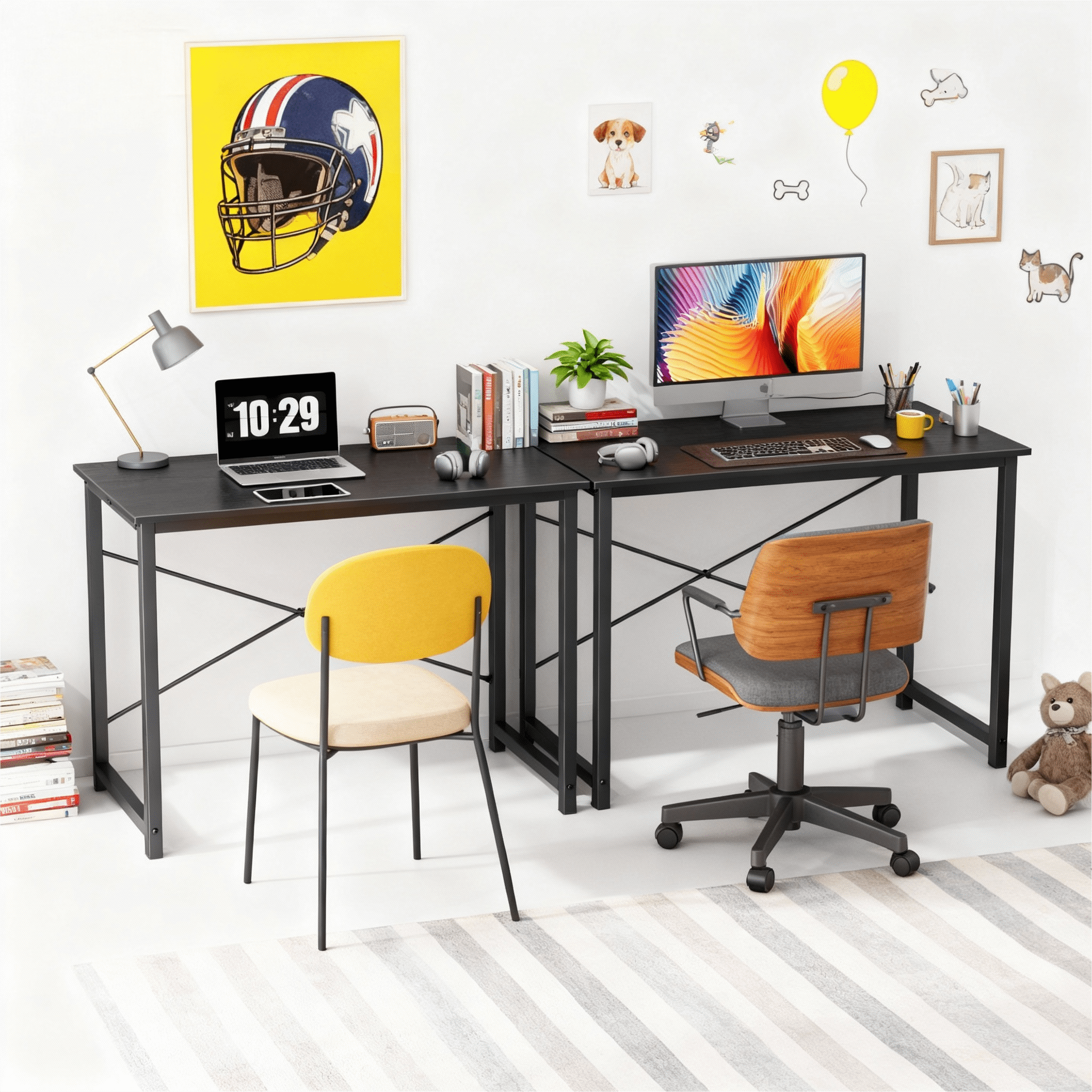 CONCETTA 40in Computer Office Desk, Writing Table for Small Spaces, Modern Style Home Office Desk, Black