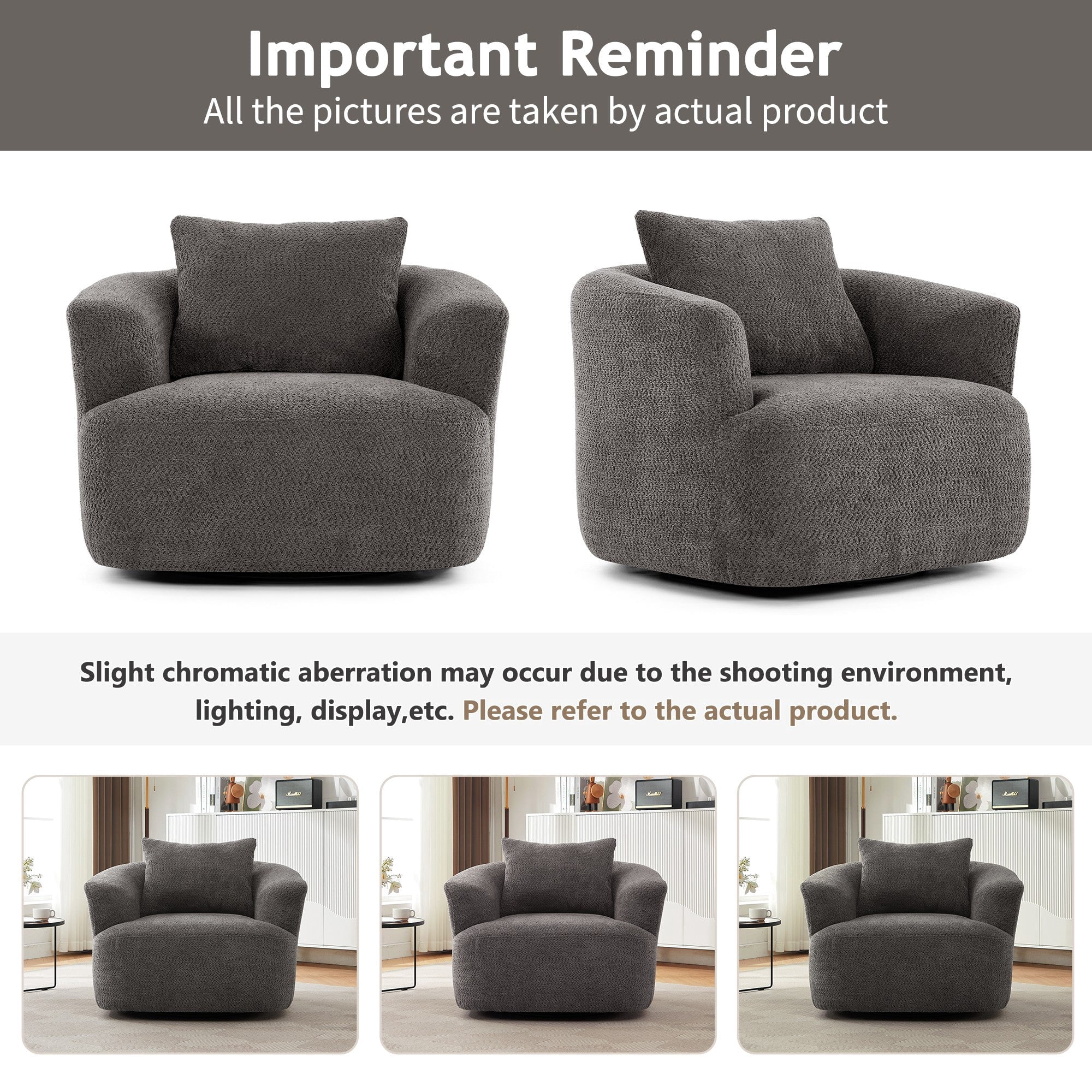 Sailvan 38.2" Swivel Accent Chair, Boucle Upholstered 360 Degree Barrel Sofa with Pillow for Living Room Green