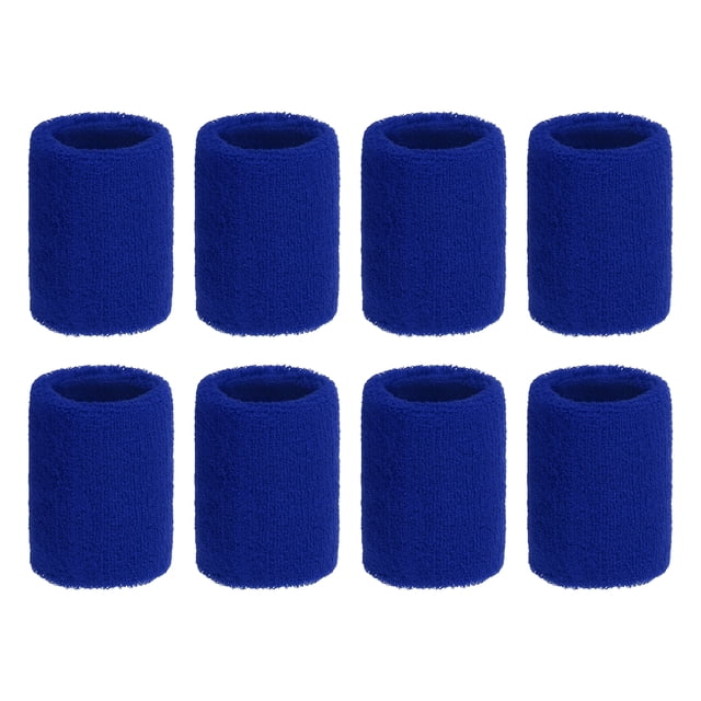 Uxcell Muñequera de sudor colorida, muñequeras deportivas, muñequeras para tenis, bádminton, baloncesto, azul marino, paquete de 8