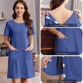 thumbnail image 5 of Pinspark Open Back Hospital Gowns for Women Tear Away Short Sleeve Post Surgery Soft Nightgowns for Elderly Women With Pocket, 5 of 6