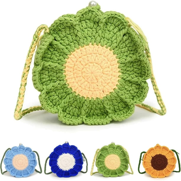 Bolso de crochet con margaritas hecho a mano, lindo bolso cruzado para niñas, bolso de punto para mujeres y niñas
